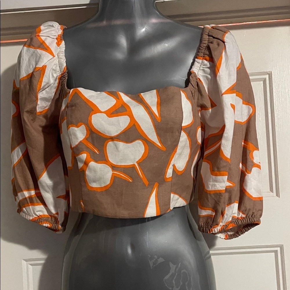 Dynamite Brown and Orange Floral Blouse